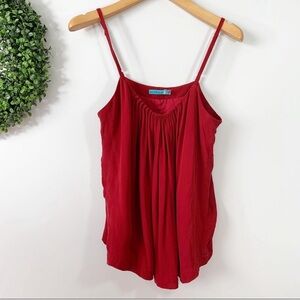 ALICE + OLIVIA red silk gathered scoop neck tank XS